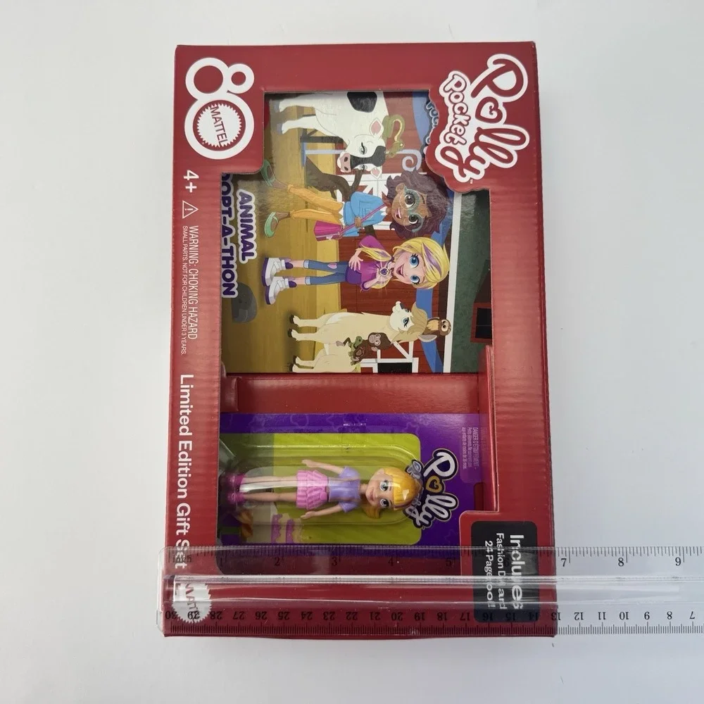 Polly Pocket Fashion Doll & 24-Pg Book, Animal Adopt-A-Thon, Limited Edition,New